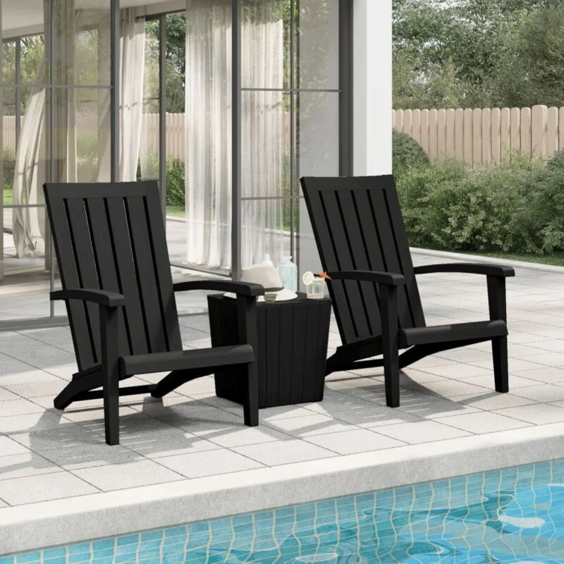 Image of VIDAXL Vidaxl - Garden Adirondack Chairs 2 pcs Black Polypropylene 8720845789626