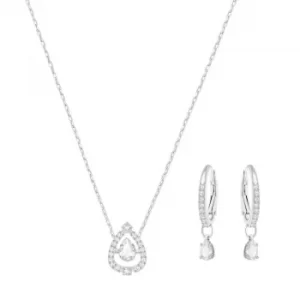 Image of Ladies Swarovski Rhodium Plated Sparkling Dance Necklace and Earring Set