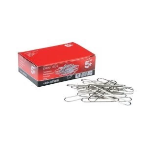 Image of 5 Star Office Giant Paperclips Plain Length 51mm Pack 100