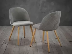Image of LPD Venice Set of 2 Grey Velvet Dining Chairs