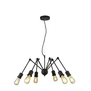 Image of 6 Light Multi Arm Pendant Matt Black, E27