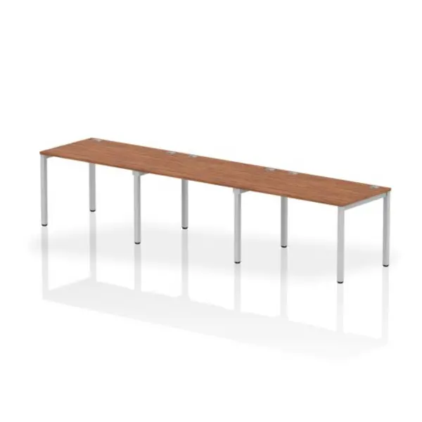 Image of Impulse Bench Impulse Bench Single Row 3 Person 1200 Silver Frame Office Bench Desk Walnut IMBS312WNTS