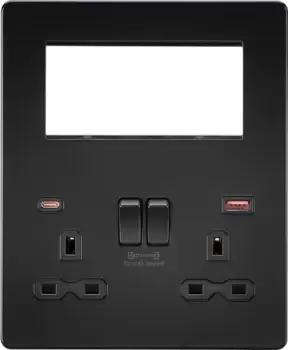 Image of KnightsBridge Screwless Small Multimedia Combination Plate with FASTCHARGE - Matt Black