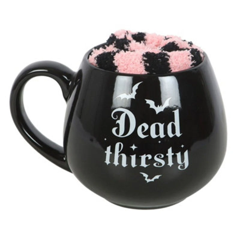 Image of Something Different Something Different Dead Thirsty 500ml Mug and Sock Set in Black One Size Unisex 5063750806921
