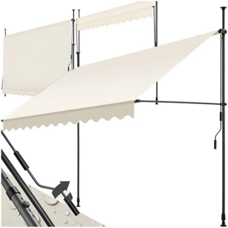 Image of Tectake Awning With Hand Crank - Pressure Fitted , Height Adjustable 300 X 180 Cm - Beige