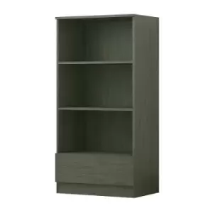 Image of Fwstyle - Stora Rustic Oak 3 Shelve Bookcase With Bottom Drawer 120cm Tall - Rustic Oak