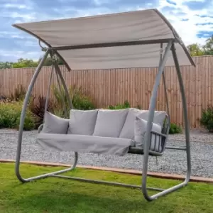 Image of Norfolk Leisure Newmarket 3 Seat Garden Swing Chair With Canopy - White