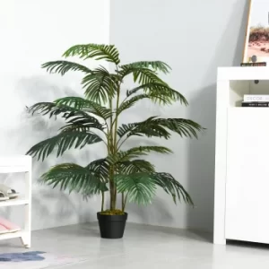 Image of Outsunny Artificial Palm Tree Decorative Plant 20 Leaves with Nursery Pot, Fake Tropical Tree for Indoor Outdoor Decor, 140cm