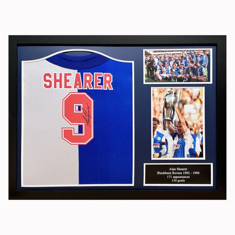 Image of AllStarSignings Ltd Alan Shearer signed & framed Blackburn Rovers 1995 Navy Blue unisex One Size