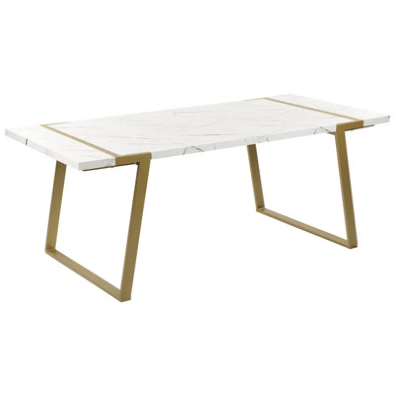 Image of Beliani Dining Table Martynika White Marble 200 Cm 90 Cm