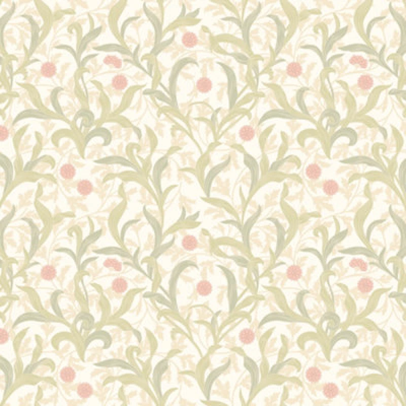 Image of Hoopla Walls Floral Trail Sage & Coral Wallpaper