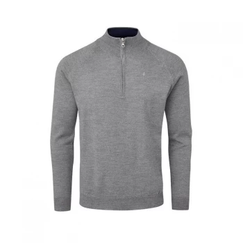 Image of Oscar Jacobson Pin Merino Zip Neck Sweater - Dark Grey