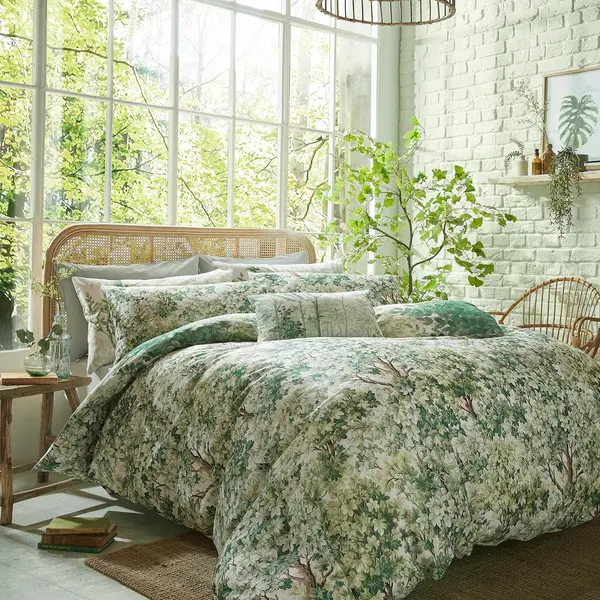 Image of Graham & Brown Coppice Forest Duvet Set, King, Sage