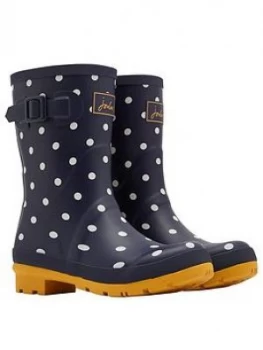 Image of Joules Mid Height Printed Welly - Navy, Size 3, Women