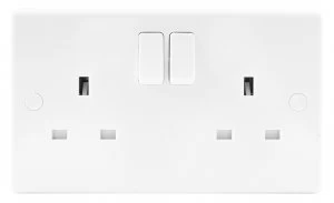 Image of Wickes 13A Slimline Twin Switched Socket - White