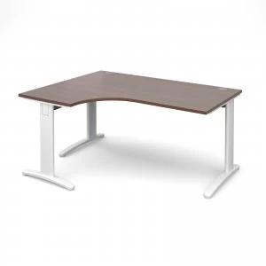 Image of TR10 Deluxe Left Hand Ergonomic Desk 1600mm - White Frame Walnut Top