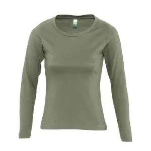 Image of SOLS Womens/Ladies Majestic Long Sleeve T-Shirt (XL) (Khaki)