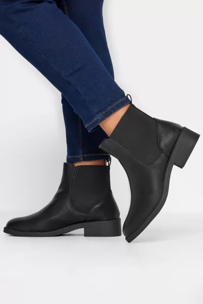Image of Faux Leather Elasticated Chelsea Boots