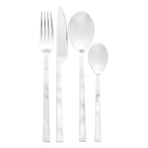 Image of 16 Piece White Faux Marble Cutlery Set