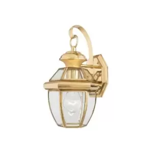 Image of Elstead Newbury - 1 Light Outdoor Small Wall Lantern Light Polished Brass IP44, E27