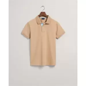 Image of Gant Contrast Rugger Polo Shirt - Beige