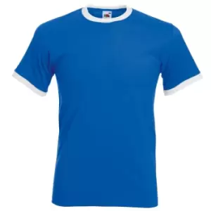 Image of Fruit Of The Loom Mens Ringer Short Sleeve T-Shirt (3XL) (Royal/White)