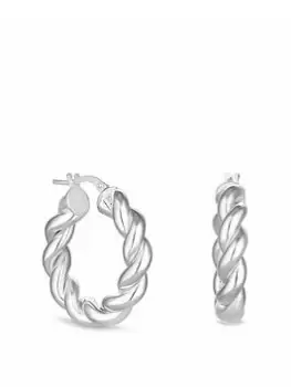 Image of Simply Silver Sterling Silver 925 Loose Twist Hoop Earrings, Silver, Women