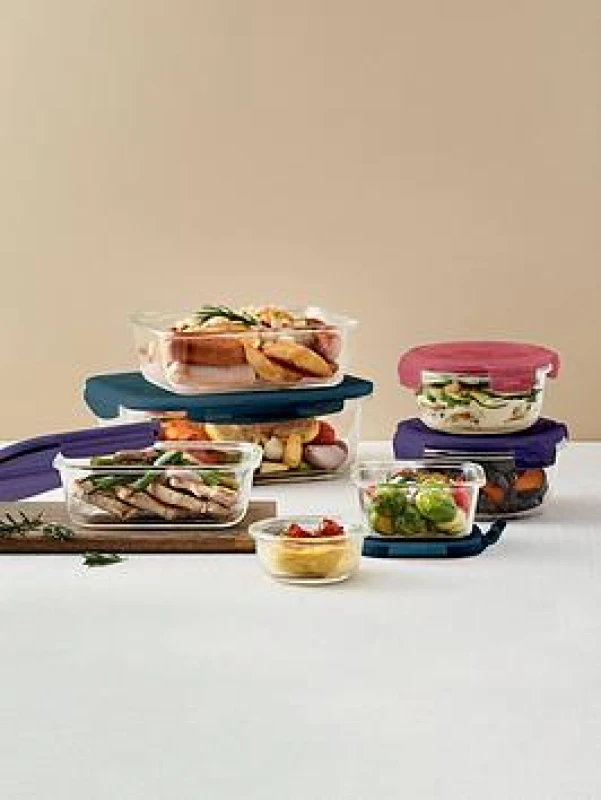 Image of Locknlock Eco Ovenglass Clear Square Glass Dishwasher Safe Food Storage Container Set With Lid 500Ml Pack Of 3