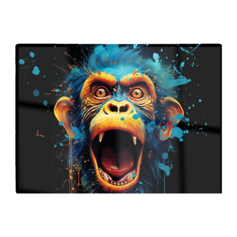 Image of Warren Reed Designer Crazy Monkey Face Splashart Glass Chopping Board