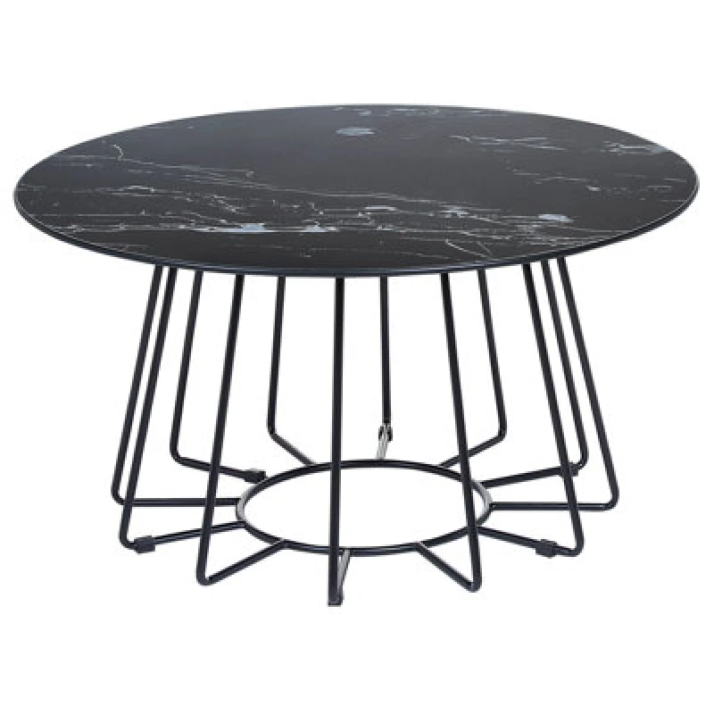 Image of Beliani Coffee Table Bernie Tempered Glass Black Marble