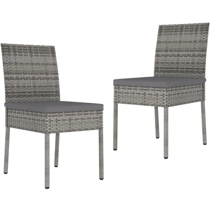 Image of VIDAXL Garden Dining Chairs 2 pcs Poly Rattan Grey Vidaxl 8720286682487