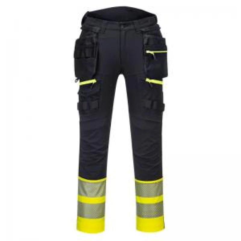 Image of Portwest DX4 Hi Vis Detachable Holster Pocket Class 1 Trousers DX445YBR33 Colour: Yellow / Black