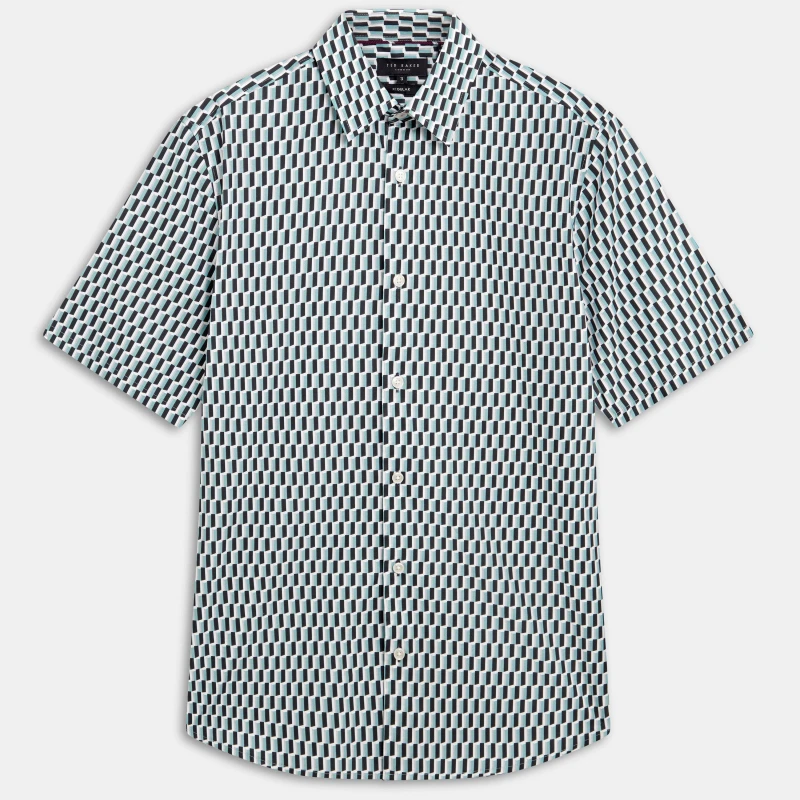 Image of Ted Baker Ted SS Reg Fit Shirt Sn63 Turquoise male XS (1)