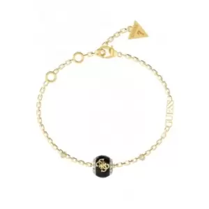 Image of Ladies Gold Plated 4G Centered Black Charm Bracelet