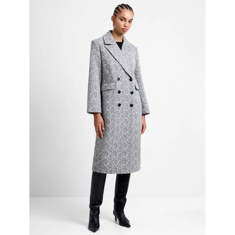 Image of French Connection Womens FC Lowen Double Breasted Overcoat Grey female 8 (XS)