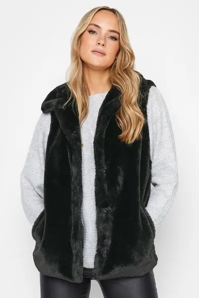 Image of Long Tall Sally Tall Faux Fur Gilet Black