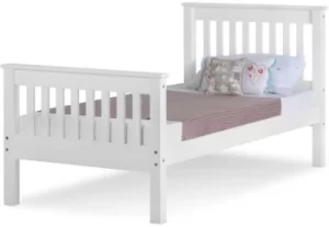 Image of Seconique Monaco 3ft Single White Wooden Bed Frame High Footend
