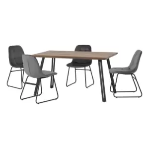 Image of Quebec Rectangular Dining Table with 4 Lukas Chairs Grey