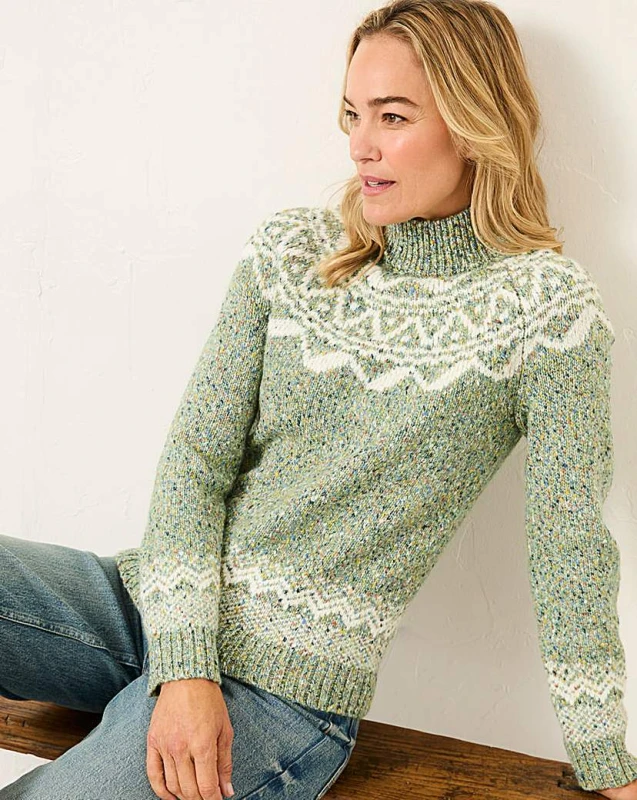 Image of FatFace Fatface Birch Fairisle Crew Green - FatFace - Size: 18 Green Female 18 RF32105