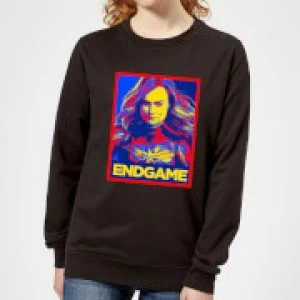 Image of Avengers Endgame Captain Marvel Poster Womens Sweatshirt - Black