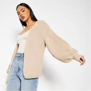 Image of I Saw It First Cropped Balloon Sleeve Cardigan - Brown