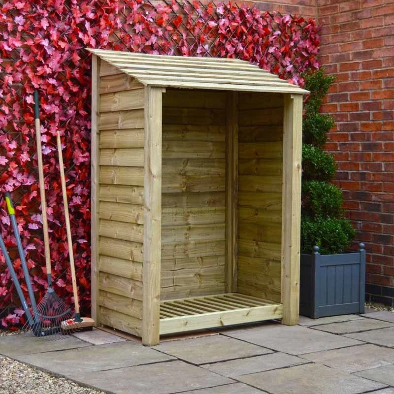 Image of Rutland County Garden Furniture Ltd Greetham 6ft Log Store - L80 x W123 x H181cm - Light Green Light Green Unisex