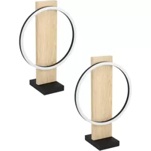 Image of 2 PACK Table Lamp Colour Black Brown Shade White Plastic LED 1x12W Included