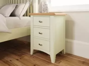Image of Kenmore Patterdale White and Oak 3 Drawer Large Bedside Cabinet Assembled