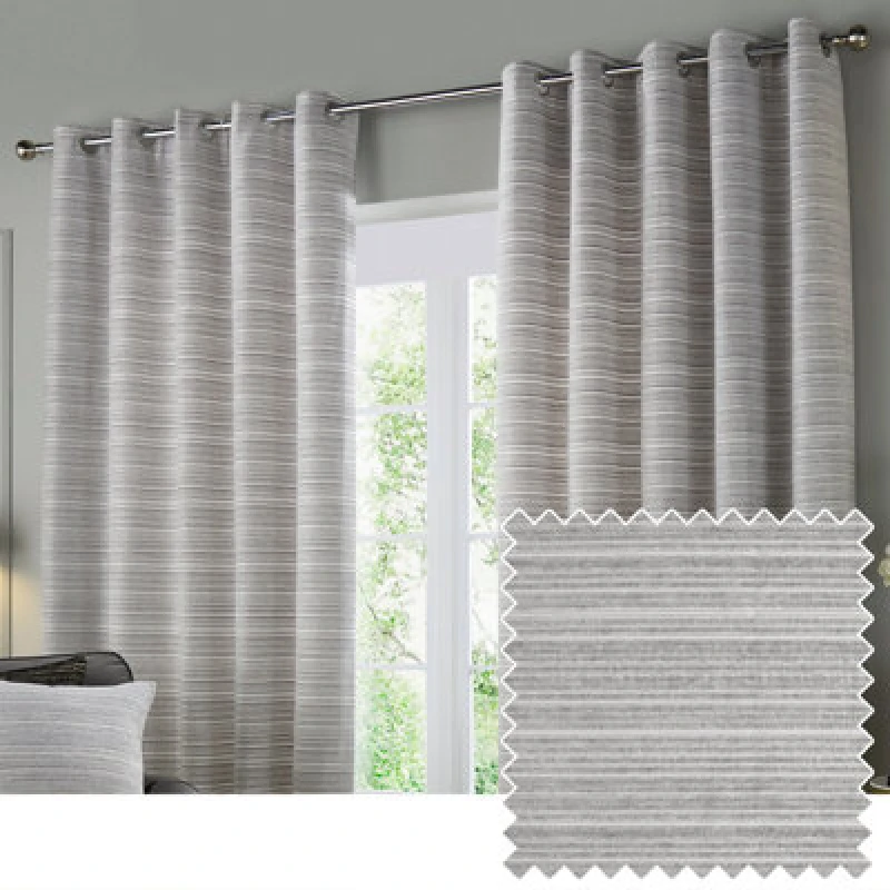 Image of Paoletti Paoletti Jupiter Chenille Jacquard Eyelet Curtain Pair in Silver Size: 168cm width x 137cm drop Silver 168cm width x 137cm drop Unisex 5025