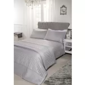 Image of Charlotte Silver Sequin Detail Luxury Duvet Cover Set - Silver - King