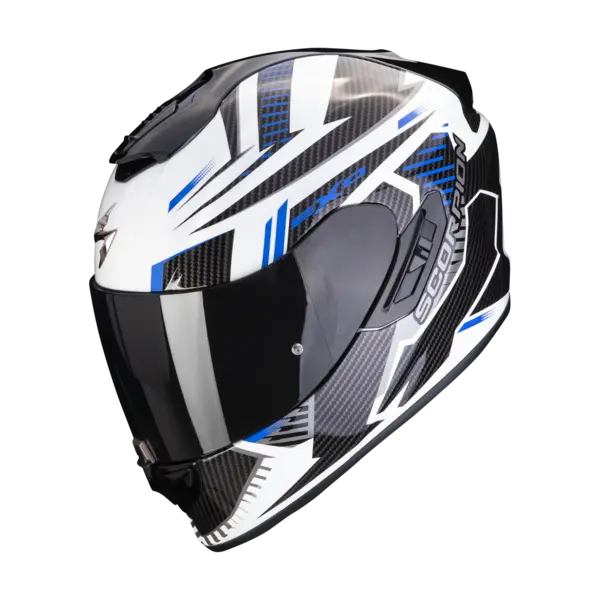Image of Scorpion Exo-1400 Evo Air Shell White-Blue Full Face Helmet 2XL