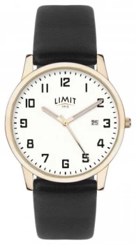 Image of Limit Mens Black Leather Silver Dial Gold Case 5742. Watch