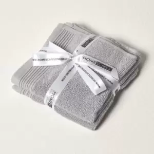 Image of HOMESCAPES Dove Grey 100% Combed Egyptian Cotton Set of 2 Face Cloths 700 GSM - Light Grey