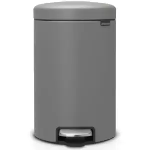Image of Brabantia newIcon Pedal Bin 12 Litre Plastic Bucket Mineral Concrete Grey